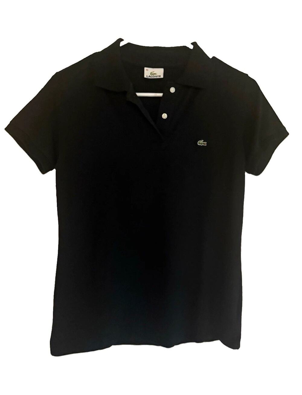 Women’s Vintage Lacoste Black Piqué Polo Shirt | Size 46 / Large